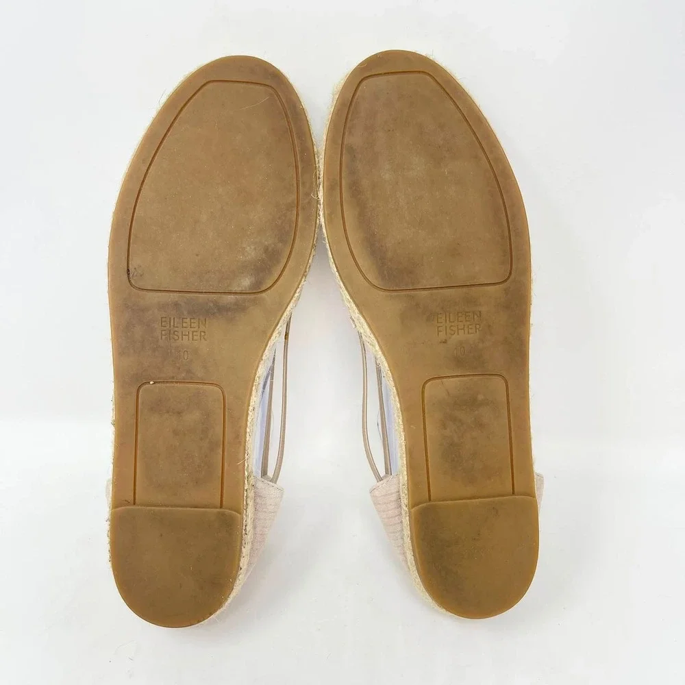Eileen Fisher Lee D'Orsay Espadrille Flats Womens 10 Taupe Metallic Suede